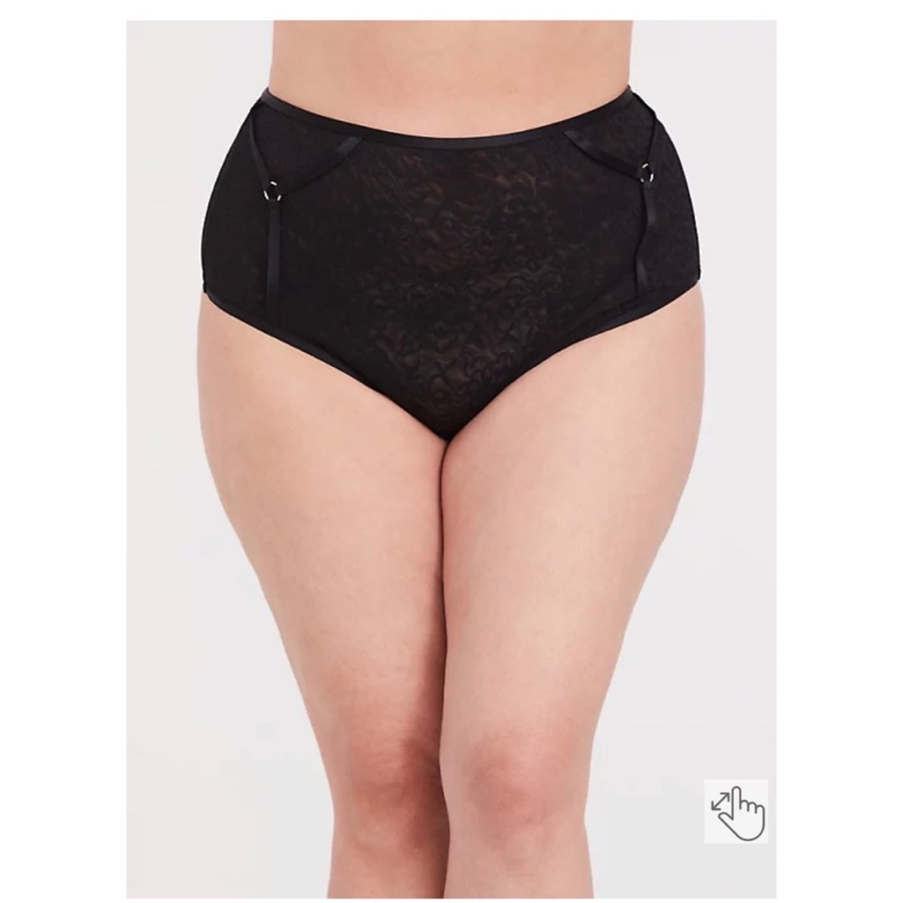NEW Torrid 2 Black Lace Harness High Waist Panty - Strappy Back